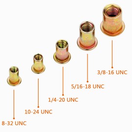 Rivet Nut, LOKMAN 50 Pieces 5/16-18UNC Carbon Steel Flat Head Rivnut Threaded Insert Nut, Knurled Body (5/16''-18)