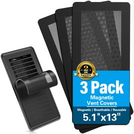 Magnetic Vent Screen Mesh Covers 3 Pack, Floor Vent Covers, Vent Covers for Home Floor, for Floor, Wall & Ceiling Registers of Width 5" to 6", Length 13" to 14", Floor Air Vent Filters, Black