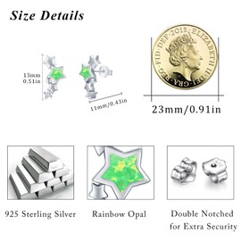 Opal Earrings for Women 925 Sterling Silver Starfish/Heart/Turtle/Butterfly/Rabbit/Mushroom/Earrings Stud Earrings Animal Earrings Beach Starfish Jewellery for Women Girls Children, Silver, Opal