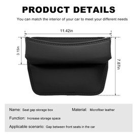DXNQ Large Capacity Car Seat Gap Filler Organizer, Leather Car Front Seat Slot Storage Box Keeps Car Tidy, Portable Car Seat Gap Filler with 2 Charge Holes for Phones Glasses Keys Cards (Black)