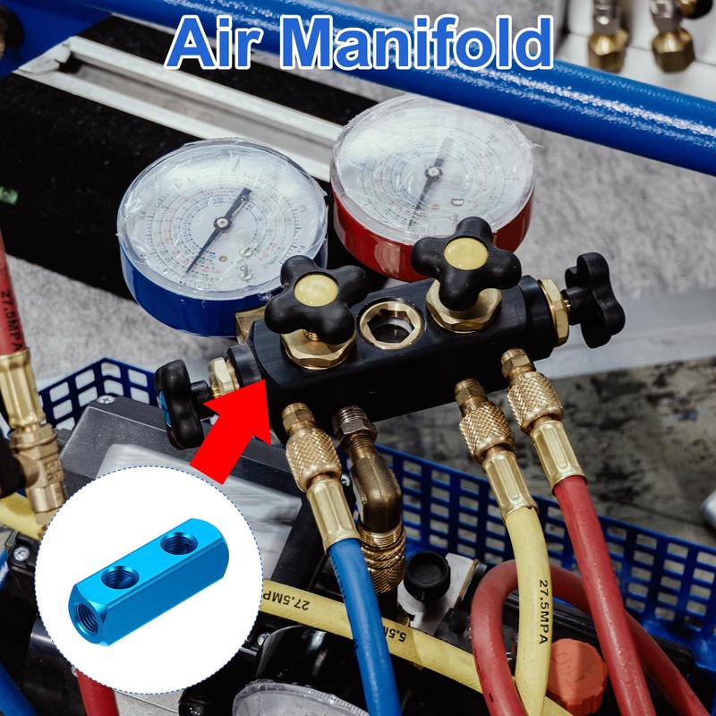 PATIKIL Air Manifold, 2 Way 5 Port PT 1/4" Aluminum