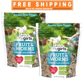 Love My Girls 2-pack Fruit & Worms 5lb Chicken Treat Bags