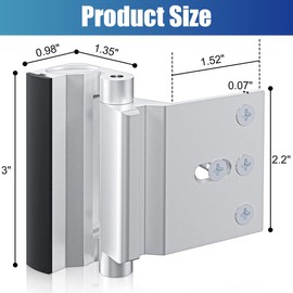 Door Reinforcement Lock 3inch Sturdy Home Security Door Lock with 8 Screws 800lbs of Force Childproof Safety Door Lock Prevent Unauthorized Entry for Home Privacy