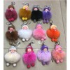 Real Fox Fur Keyring ，Sleeping Baby Keyring with Bow for