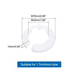 uxcell 5PCS Pipe Cover Decor 1.7 In/44mm Flange Pipe Cover Decor PP Plastic Plumbing Cover Plates Escutcheon Water Drain Pipe Line Wall Flange Pipe Decorative Cover, White