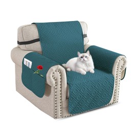 XINEAGE 100% Waterproof Chair Couch Cover for Pets Non Slip Sofa Cover Washable Chair Slipcovers for 1 Cushion Armchair Furniture Protector with Elastic Straps for Kids Dogs (23.5",Blakish Green)