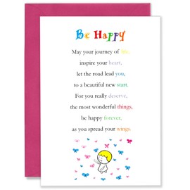 Clarabelle Cards - Be Happy - Supportive | Proud of You | Inspirational | Motivational Thinking of You Encouragement Poem Verse Greetings Card sold by Card Candy
