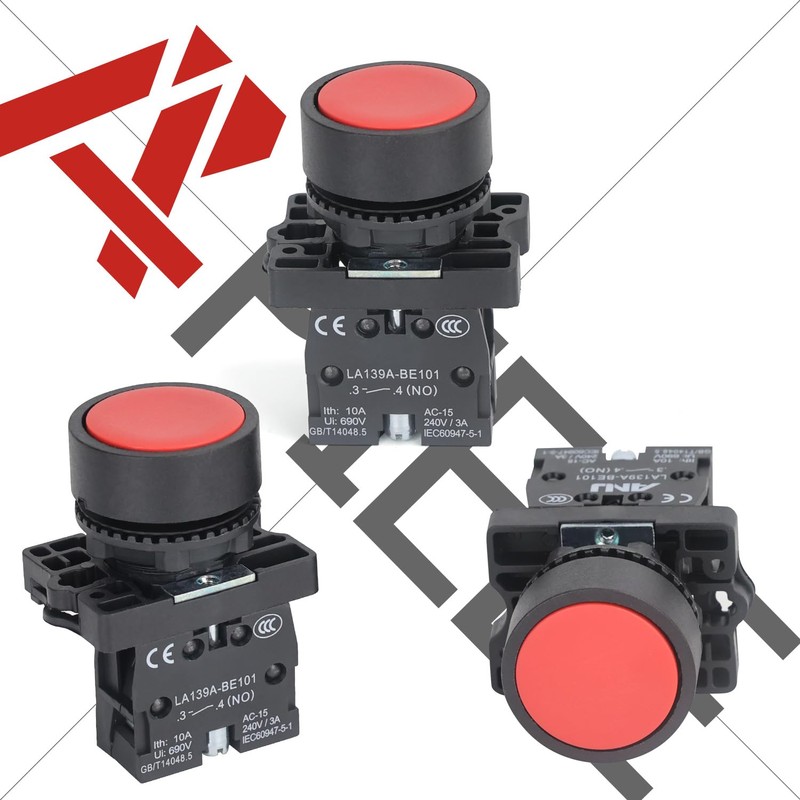 APIELE 2PCS 22MM Momentary Push Button Switch Red Green 10A