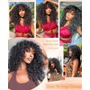 SOFUN Black Curly Wig With Bangs for Black Women Long