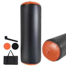 DEDU 18" X 60" Heavy-Duty Inflatable Fenders, Boat Bumpers for Docking Large Boat Fenders for Docking with Storage Bag, PVC Boat Bumpers Stationary Docking, Boats, Yachts, Sailboats (Black & Orange)