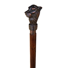 Vintage Brass Victorian Lion Head Walking Stick Fashionable Gentleman Nautical Style Wooden Walking Cane 3 Folding Classic Canes for Men and Women