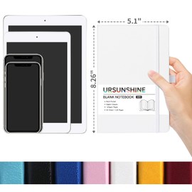 Blank Journal/Notebook - Classic Notebook/Journal with Ribbon Divider, Hardcover with Thick Paper, 5.3'' x 8.26'', Banded + Pen Holder +Inner Pocket - White