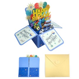 BEANPRECOY Happy Birthday Pop Up Card, 3D Happy Birthday Card, Paper Pop Up Birthday Cards with Blank Card and Envelope, Adults and Kids Funny Happy Birthday Pop Up Card for Men and Women All Ages (C)