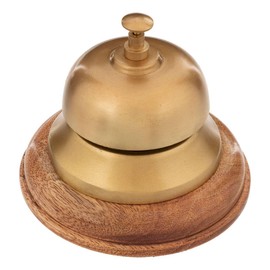 Atmosphera - Doorbell - Mango Wood - Gold-Plated - Diameter 12-5 cm - Natural Wood