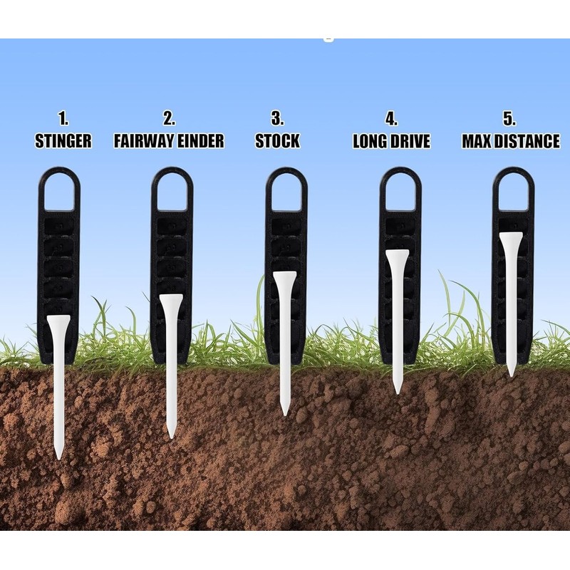 Songholee 3 Pcs Adjustable Golf Tee Height Adjuster，6 Settings Precision