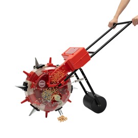 Manual Seeder Hand-Push Garden Seeder, Garden Push Seeder Walk-Behind Row Crop Planter Roller Seeding and Fertilizer Applicator Portable Hand Push Seeder for Soy Peanut Corn Cotton Soybean(6 Nozzles)