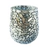 Creative Co-Op Round Glass Mosaic Votive Candleholder, Pewter Finish