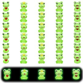 Tuxuzal 30 Stück Leuchtende Frosch Harz Statuen Mini Frosch Deko Leuchtende Frösche Miniatur Deko Mini Tiere Figuren für Landschaftsbau Gartendeko