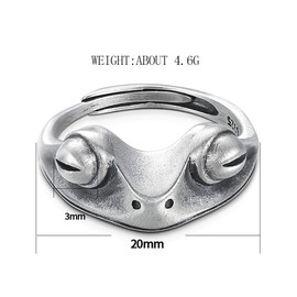 LOVECOM Real 925 Sterling Silver Frog Open Rings for Women Men Couples Vintage Cute Animal Finger Ring Silver Fashion Party Jewelry Mother's Day Birthday Graduation Gifts for Mom Daughter