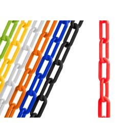 US Weight (Made in USA) 2" x 100' Red Plastic Safety Chain ft. SunShield UV Resistant Technology