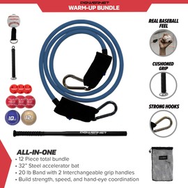 PowerNet German Marquez Offense and Defense Bundle, Includes Resistance Band, 3 Different Grips, 2 Weighted Baseballs, 3 Foam Tech Utility Training Balls and Bat Accelerator with 3 Micro Crushers