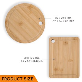 Donxote Small Cutting Board Set of 2 - Butcher Block with Juice Groove for Fruits and Vegetables, Mini Bamboo Wood Chopping Board for Kitchen Gadgets