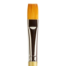 KINGART Premium Original Gold 9300A-12 Flat Shader Series Artist Brush, Golden Taklon Synthetic Hair, Short Acrylic Handle, for Acrylic, Watercolor, Oil and Gouache Painting, Size 12