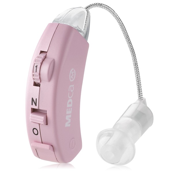 Digital Hearing Amplifier Behind the Ear Sound Amplifier Kit – BTE Hearing Ear Amplification Device and Digital Sound Enhancer Psad for Hard of Hearing, Noise Reducing Feature Pink by Medca