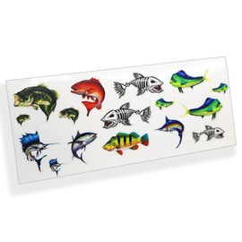 1:10 Scale Saltwater Fish RC Sticker Sheet Full Color Printed Remote Control Garage Display Fishing Boat Car Crawler Body Decal Pack