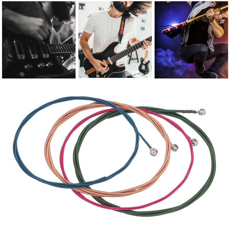 4Pcs Electric Bass String Set Clear Bright Sound Metal Colored