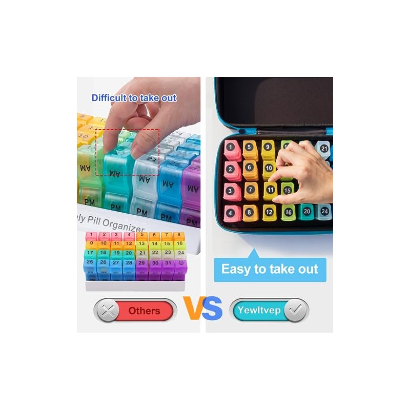 Monthly Pill Organizer 4 Times a Day, Pill Box Organizer