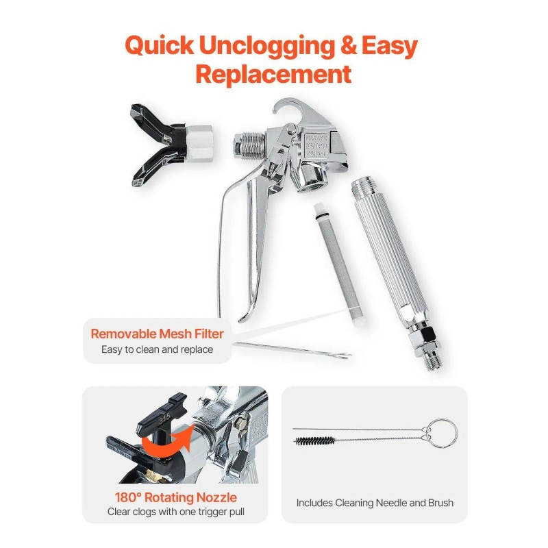 D0100X37P0X Airless Paint Spray Gun 3600PSI 517 Nozzle Professional Paint