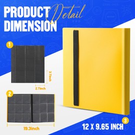 Card Binder 9-Pockets, Trading Card Binder,20 Pages, 360 Card Capacity Collection Binder, Card Folder for MTG, TCG, Game Cards & Sports Cards（Yellow）