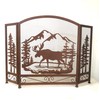 Moose Country Woodland Scenic Heavy Brown Metal 3-Panel Decorative Fireplace