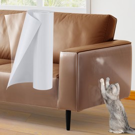 136x12in Cat Scratch Furniture Protector - Specially Designed for Leather Furniture, Transparent Cuttable Anti-Scratch Couch Protector, No Pins