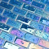 Diflart Glass Mosaic Tiles, Iridescent Blue, 1x2 Inch Brick, Glass