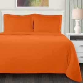 Superior Premium Cotton Flannel Duvet Cover Set, All Season 100% Brushed Cotton Flannel Bedding, 3-Piece Set with Duvet Cover and Pillow Shams - Pumpkin Solid, King/California King