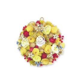 [2023 mamawreath D New Year Ornament] Flower Wreath, Entrance Decoration, New Year's Wreath, New Year's Wreath, Interior, Japanese Wreath, New Year (Yellow Moon Wreath (W-005-M))