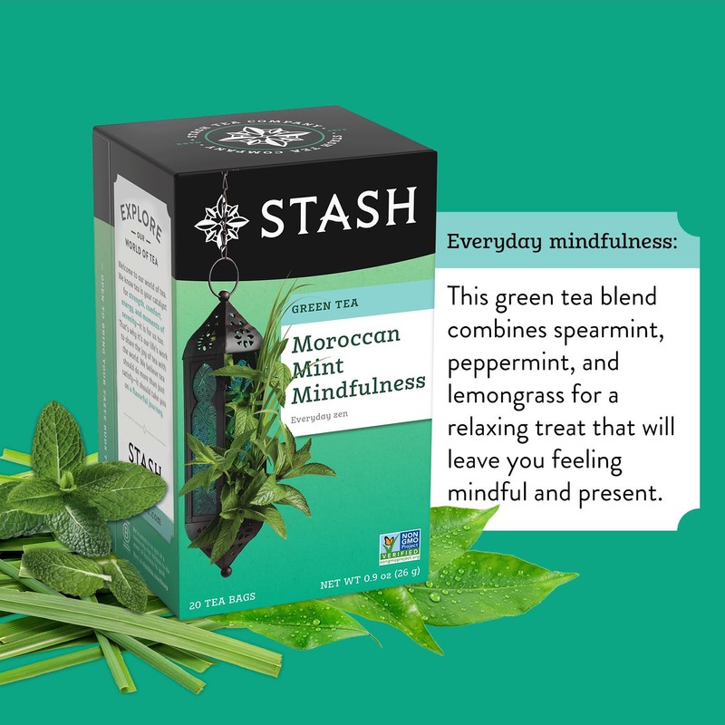Stash Tea Moroccan Mint Green Tea - Caffeinated, Non-GMO Project