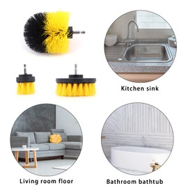 Drill Brushes, 20pcs Drill Cleaning Brush and Scrub Pads Attachment Set for Cleaning Tubs Bathrooms Kitchen Tile Grout Carpet Tires (3 Pcs)