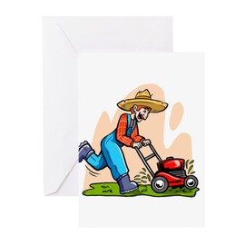 CafePress Lawn Mower Mowing Always Ready To M Greeting Cards Folded Greeting Cards (10-pack) Glossy