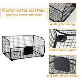 Xbopetda Snack Organizer for Countertop, Metal Wire Baskets for Snack Organizer, Snack Box Container with Blackboard & Pen, Snack Bar Station Organizer, Kitchen Pantry Organizer and Storage (Black)