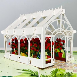 Seyal Red Rose 3D Pop Up Birthday Cards Greeting Cards Laser Cut Greenhouse Flower Room for Mom Kids Friends Colleagues Lovers & All Occasions