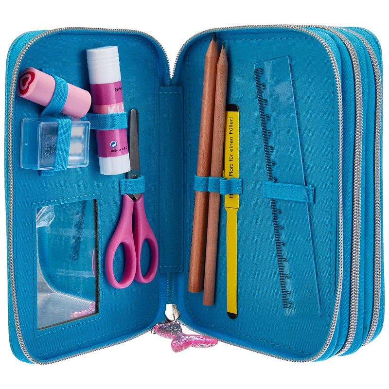 Depesche 10979 Pencil Case with 3 Zips and Pencils by