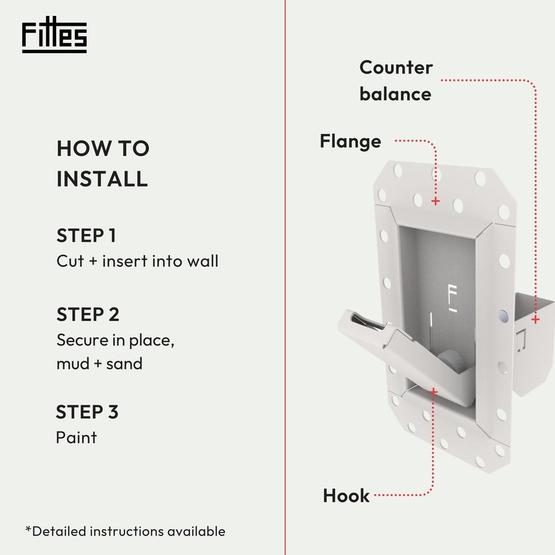 Fittes Flush Hideaway Hook [Luxe], Foldable Recessed Wall Mount Hooks