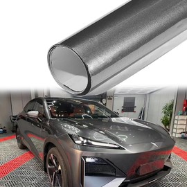 Blueshyhall Car Film, Car Film, Glossy Grey, Car Wrapping Film, Shiny Metallic Car Film with Air Channels, Tuning Film Interior Exterior for Car, Bicycle, Motorcycle (30 x 152 cm)
