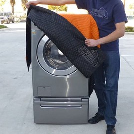 Forearm Forklift FFMB Full Size Medium Weight Quilted Moving Blanket (45.6 lb/dz), 72" x 80", Blaze Orange/Black, Pack of 1