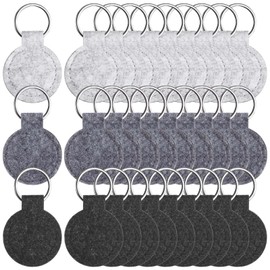 Namalu Pack of 30 Felt Key Chains Round Key Rings for Crafts Blank with Stainless Steel Ring Contains Three Colours for Purse DIY Car Key Decoration Craft Bag (4 cm), As shown in the picture