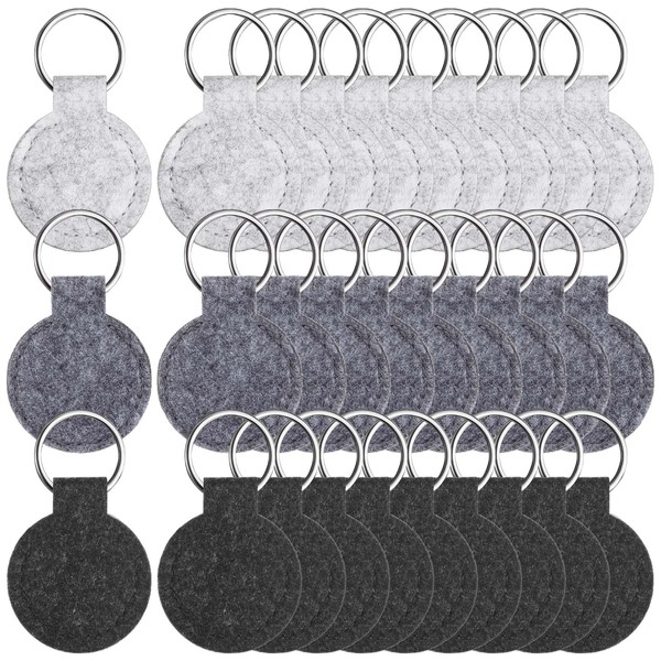 Namalu Pack of 30 Felt Key Chains Round Key Rings