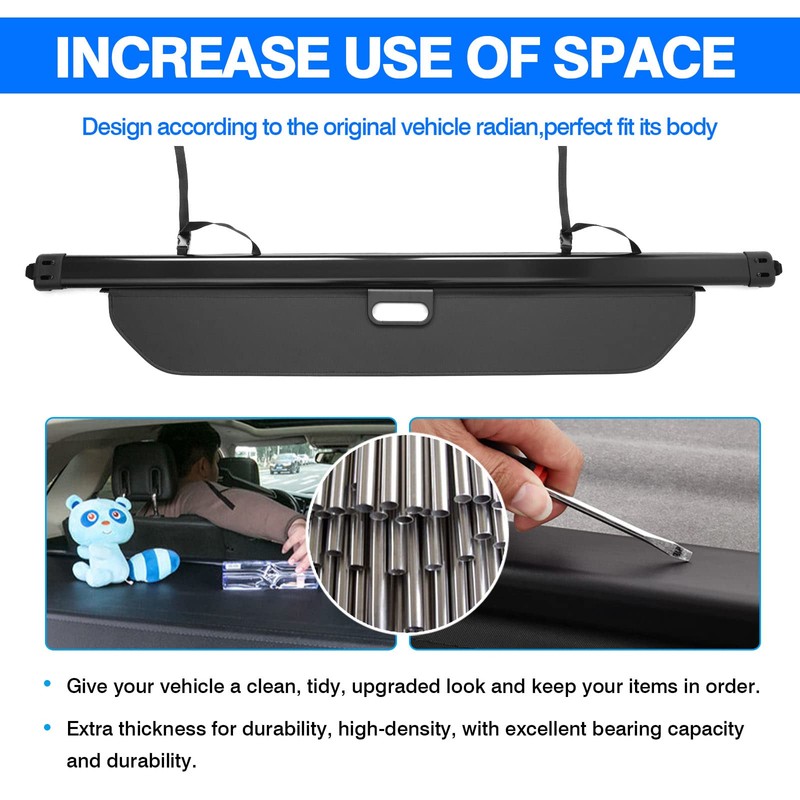 Powerty Cargo Cover for 2016-2022 Honda Pilot Trunk Cover Retractable
